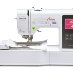 Baby Lock Aurora embroidery/sewing machine extended, with emboridery hoop inside.