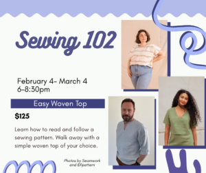 MADISON - Sewing 102- Easy Fit Tops Apr 8, Apr 15, Apr 22, Apr 29 and May 6, 6:00 PM - 8:30 PM